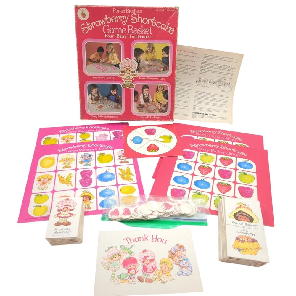 Strawberry Shortcake Game Basket 4 in 1 Board Games Parker Bros 1980 Vintage